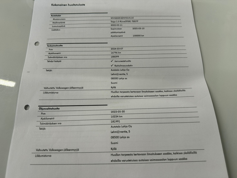 Volkswagen Taigo vaihtoauto